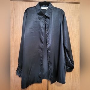 Satin Black Button Down Shirt Size 20W